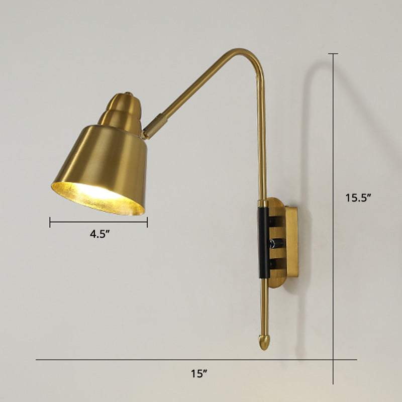 Lisslune | Swing Arm Wall Mount Light Minimalist Metal 1 Bulb Nightstand Reading Light with V-shaped Arm