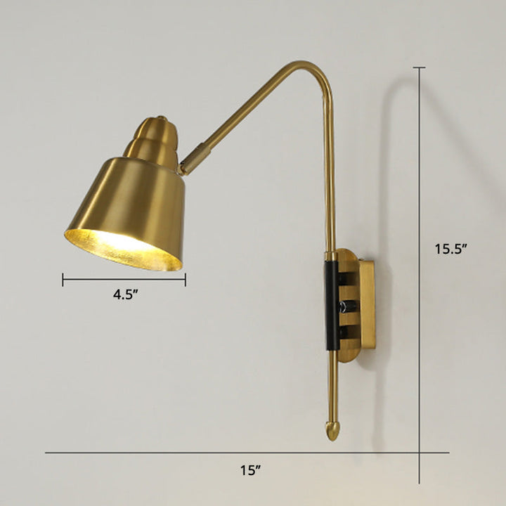 Lisslune | Swing Arm Wall Mount Light Minimalist Metal 1 Bulb Nightstand Reading Light with V-shaped Arm