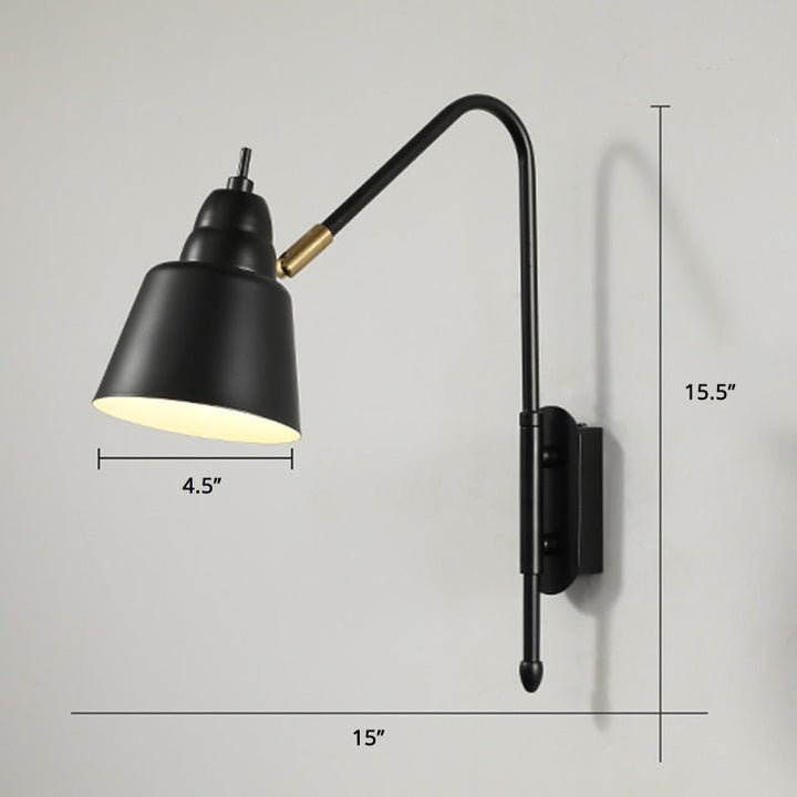 Lisslune | Swing Arm Wall Mount Light Minimalist Metal 1 Bulb Nightstand Reading Light with V-shaped Arm