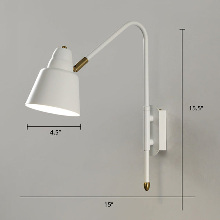 Lisslune | Swing Arm Wall Mount Light Minimalist Metal 1 Bulb Nightstand Reading Light with V-shaped Arm