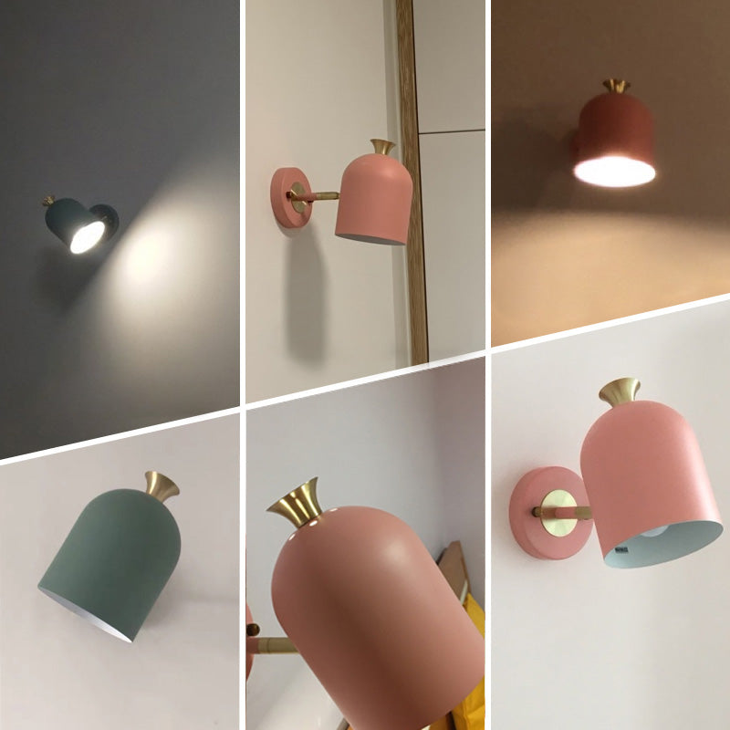 Lisslune | Cone-shaped Metal Wall Sconce Lighting Macaron 1 Bulb Adjustable Wall Light for Bedroom