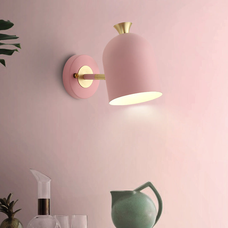 Lisslune | Cone-shaped Metal Wall Sconce Lighting Macaron 1 Bulb Adjustable Wall Light for Bedroom