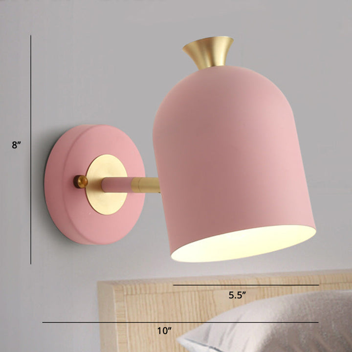 Lisslune | Cone-shaped Metal Wall Sconce Lighting Macaron 1 Bulb Adjustable Wall Light for Bedroom