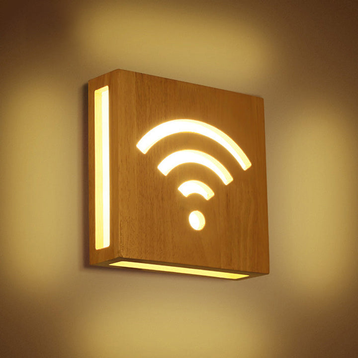 Lisslune | Square Flush-Mount Wall Light Art Deco Wood Hall LED Wall Lighting Fixture