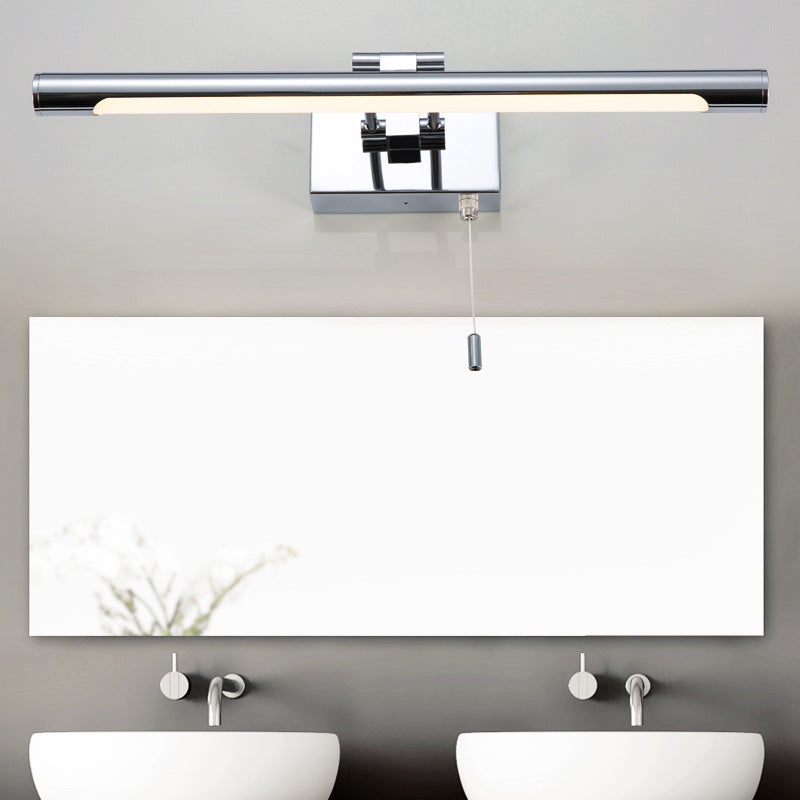 Lisslune | Chrome swivel Tube Vanity light Minimalist LED Acrylic Wall lamp for Bathroom