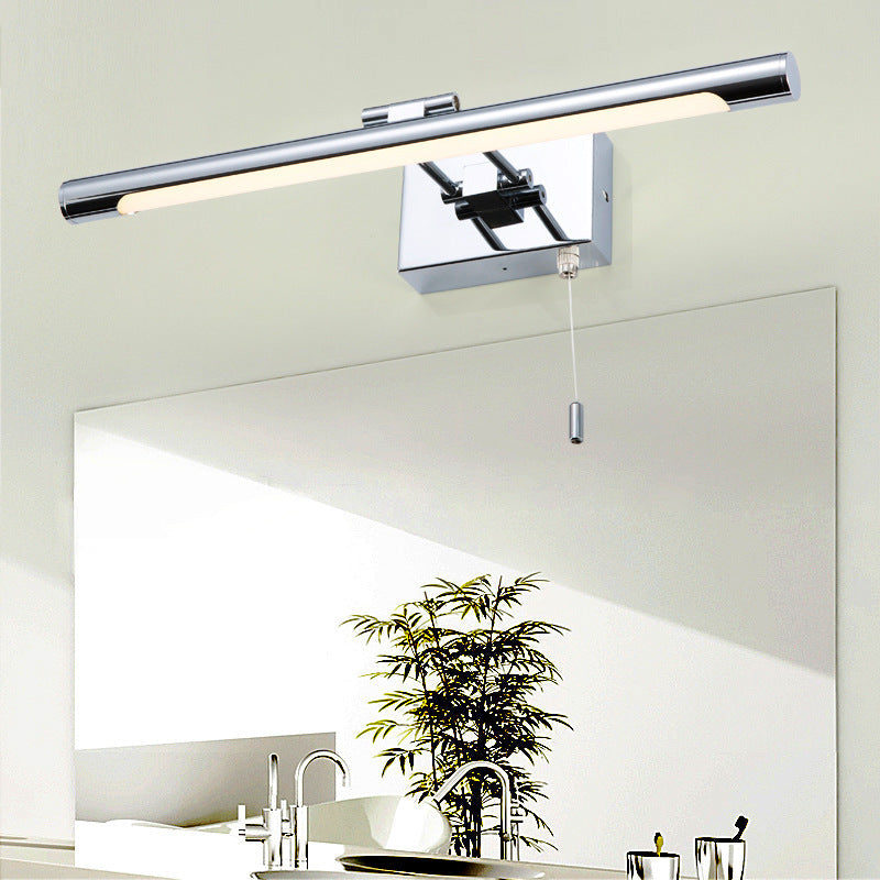 Lisslune | Chrome swivel Tube Vanity light Minimalist LED Acrylic Wall lamp for Bathroom