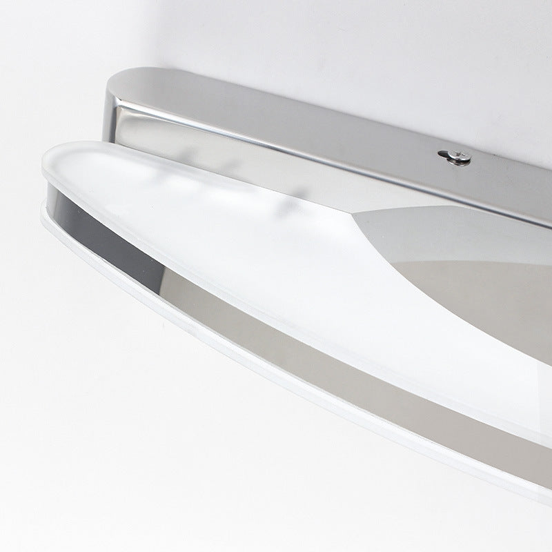 Lisslune | Curved LED Vanity Mirror Light Simplicity Stainless Steel Chrome Wall Lamp for Bathroom