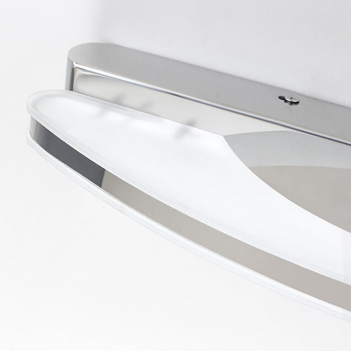 Lisslune | Curved LED Vanity Mirror Light Simplicity Stainless Steel Chrome Wall Lamp for Bathroom