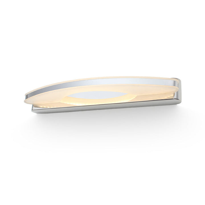 Lisslune | Curved LED Vanity Mirror Light Simplicity Stainless Steel Chrome Wall Lamp for Bathroom