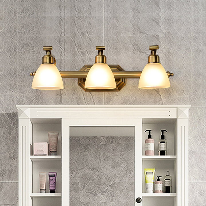 Lisslune | Frosted Glass Brass Wall Lamp Bell Shaped Country Style Vanity Sconce Light for Bathroom