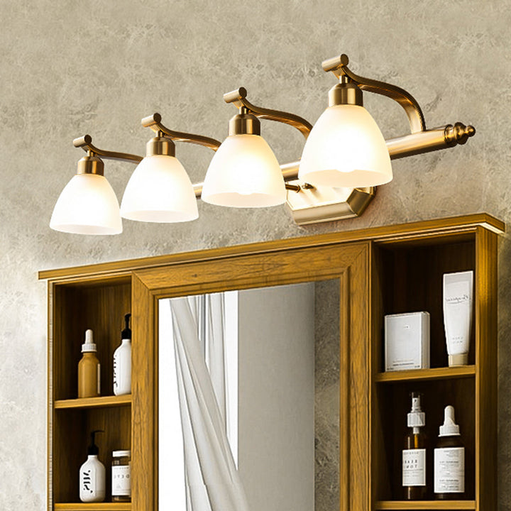 Lisslune | Frosted Glass Brass Wall Lamp Bell Shaped Country Style Vanity Sconce Light for Bathroom