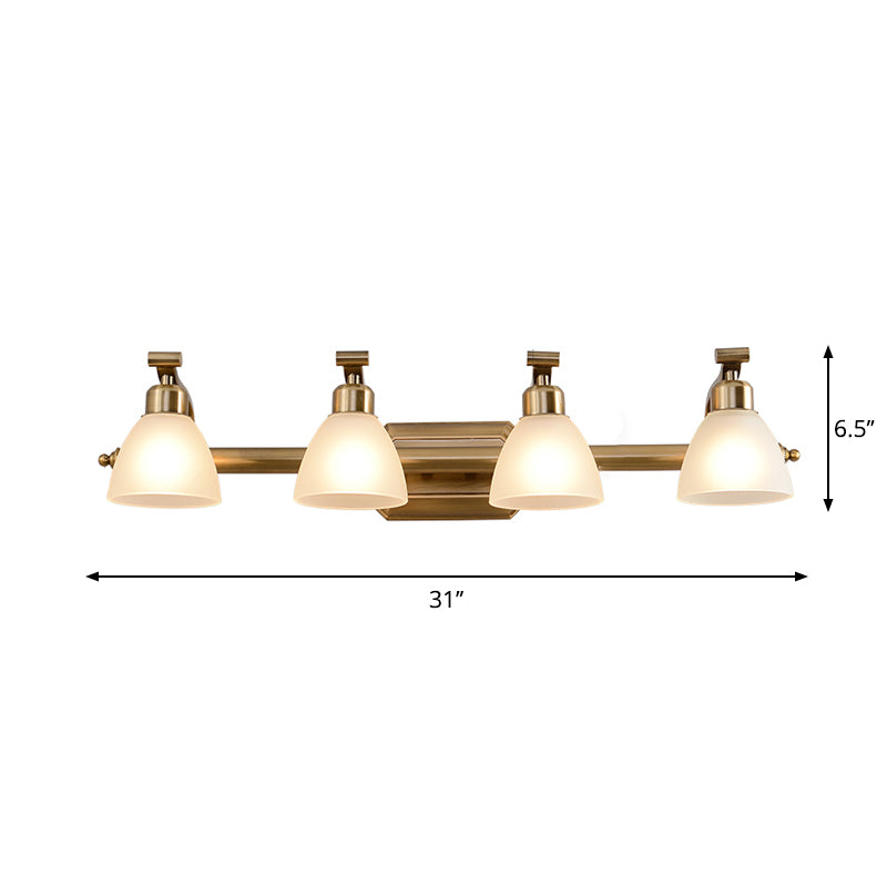 Lisslune | Frosted Glass Brass Wall Lamp Bell Shaped Country Style Vanity Sconce Light for Bathroom