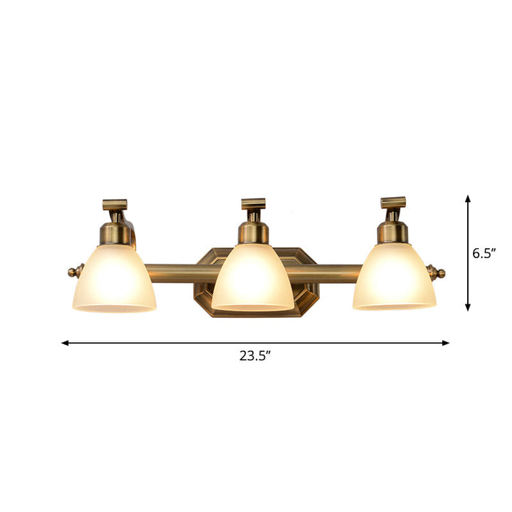 Lisslune | Frosted Glass Brass Wall Lamp Bell Shaped Country Style Vanity Sconce Light for Bathroom