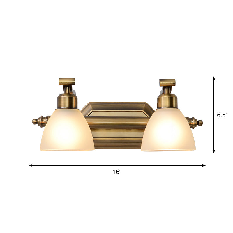 Lisslune | Frosted Glass Brass Wall Lamp Bell Shaped Country Style Vanity Sconce Light for Bathroom