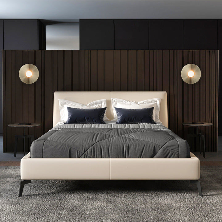 Skørter | Golden Disc Flush Wall Lamp Postmodern 1-Light Metal Wall Light with Ball White Glass Shades