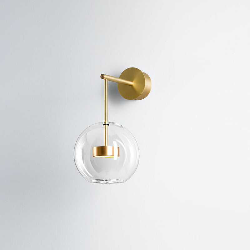Lisslune | Minimalistic Ball Wall Lamp Transparent Glass Nightstand LED Wall Lamp in Gold