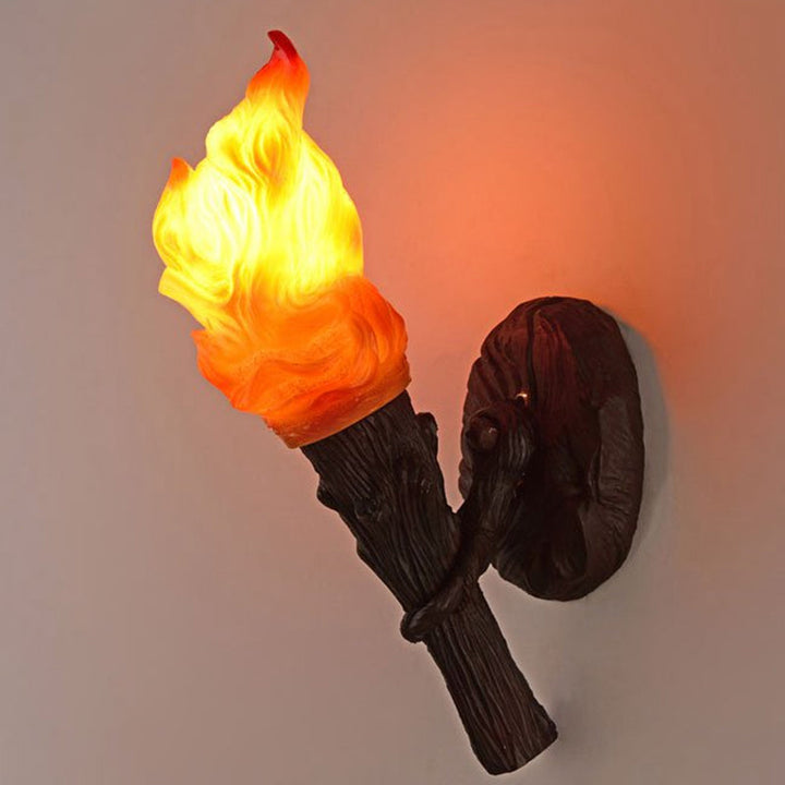 Skørter | Resin Torch Shaped Wall Lamp Decorative Single Bulb Foyer Wall Mounted Lamp in Orange