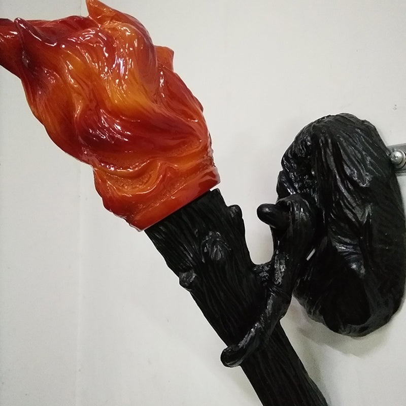 Skørter | Resin Torch Shaped Wall Lamp Decorative Single Bulb Foyer Wall Mounted Lamp in Orange
