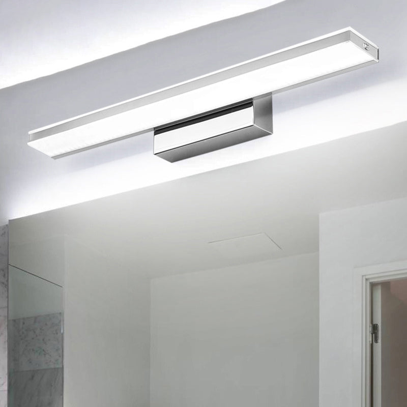 Lisslune | White Rectangle Vanity Light Modern Stainless Steel LED Wall Mount Lamp for Bathroom