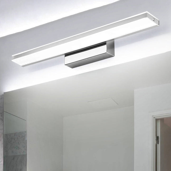 Lisslune | White Rectangle Vanity Light Modern Stainless Steel LED Wall Mount Lamp for Bathroom