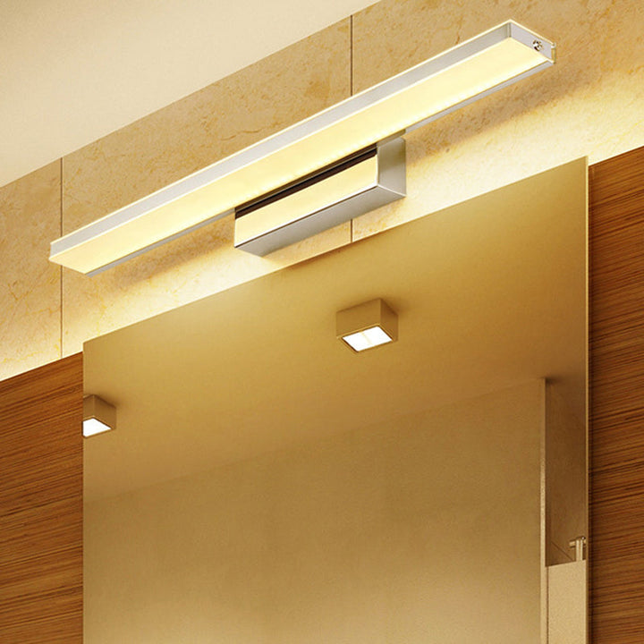 Lisslune | White Rectangle Vanity Light Modern Stainless Steel LED Wall Mount Lamp for Bathroom