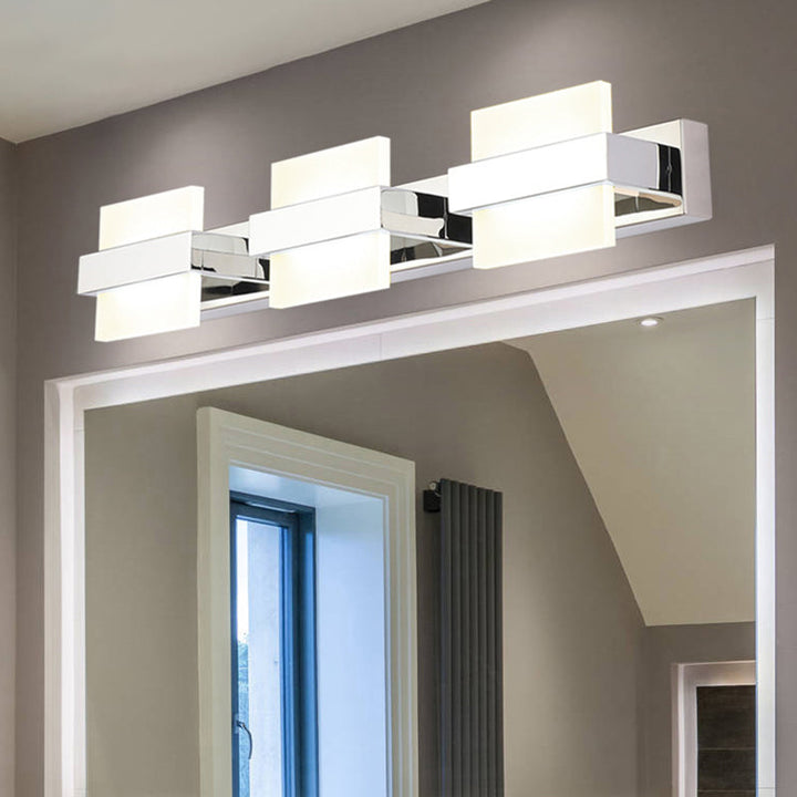 Lisslune | Acrylic Rectangular LED Wall Light Contemporary White Wall-Mounted Lighting for Bathroom