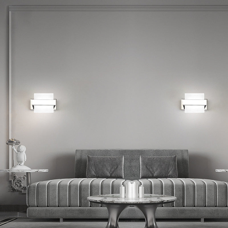 Lisslune | Acrylic Rectangular LED Wall Light Contemporary White Wall-Mounted Lighting for Bathroom