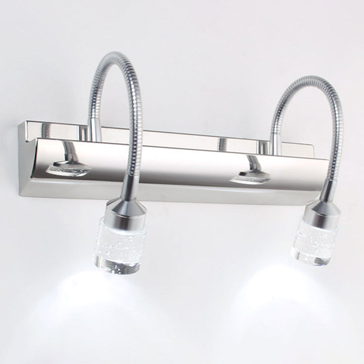 Lisslune | Chrome Swoop Arm Vanity Wall Lamp Modern Seedy Crystal LED Mirror Light for Bathroom