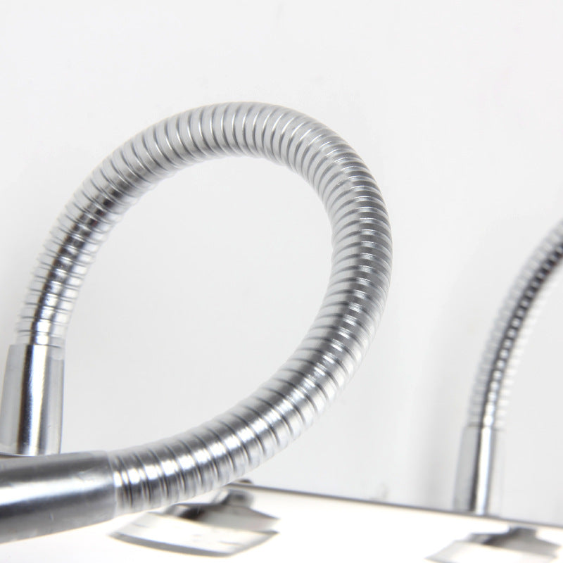 Lisslune | Chrome Swoop Arm Vanity Wall Lamp Modern Seedy Crystal LED Mirror Light for Bathroom
