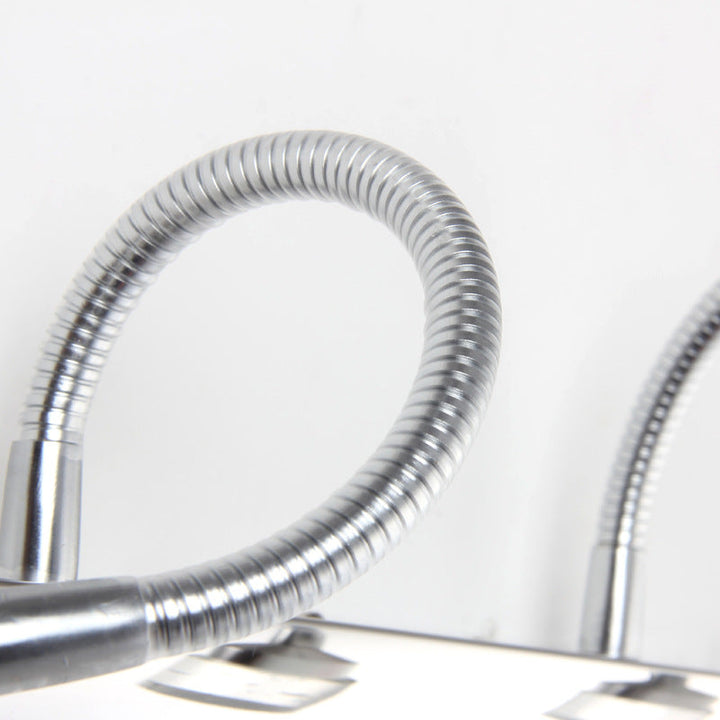 Lisslune | Chrome Swoop Arm Vanity Wall Lamp Modern Seedy Crystal LED Mirror Light for Bathroom