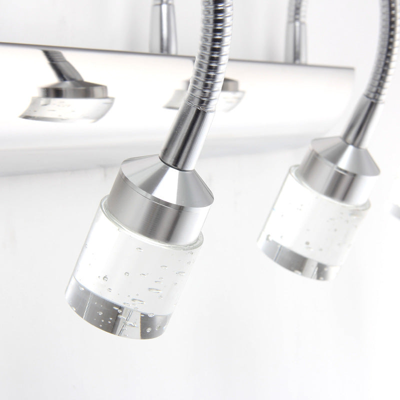 Lisslune | Chrome Swoop Arm Vanity Wall Lamp Modern Seedy Crystal LED Mirror Light for Bathroom