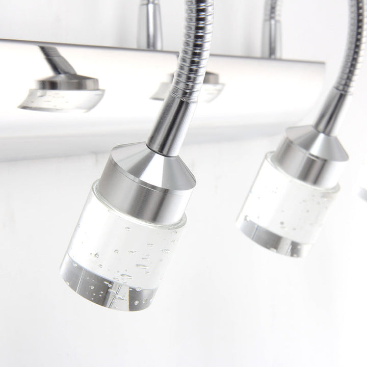 Lisslune | Chrome Swoop Arm Vanity Wall Lamp Modern Seedy Crystal LED Mirror Light for Bathroom