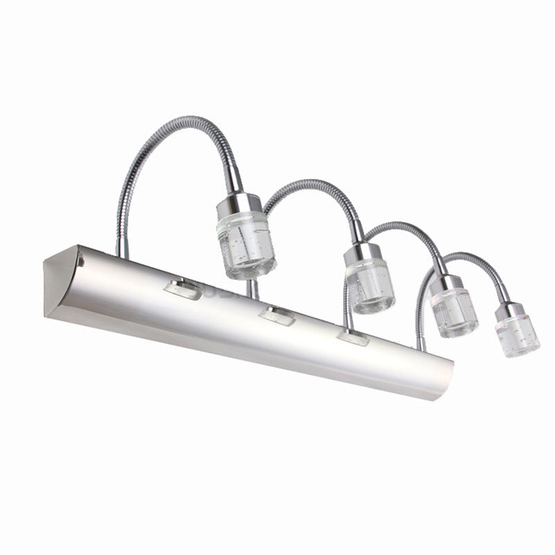 Lisslune | Chrome Swoop Arm Vanity Wall Lamp Modern Seedy Crystal LED Mirror Light for Bathroom
