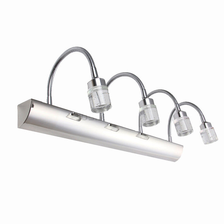 Lisslune | Chrome Swoop Arm Vanity Wall Lamp Modern Seedy Crystal LED Mirror Light for Bathroom