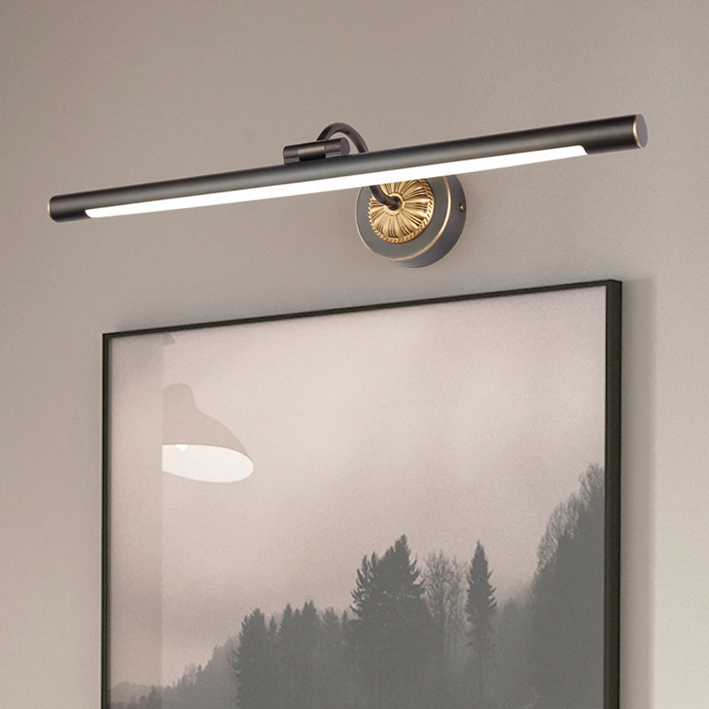 Lisslune | Metal LED Picture Light Traditional Tube Bathroom Mirror Wall Sconces with Swing Arm