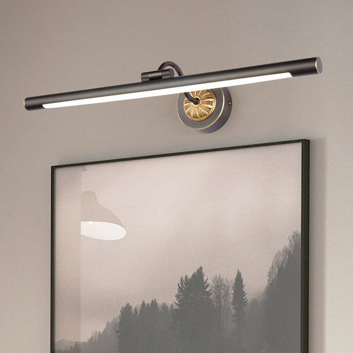 Lisslune | Metal LED Picture Light Traditional Tube Bathroom Mirror Wall Sconces with Swing Arm