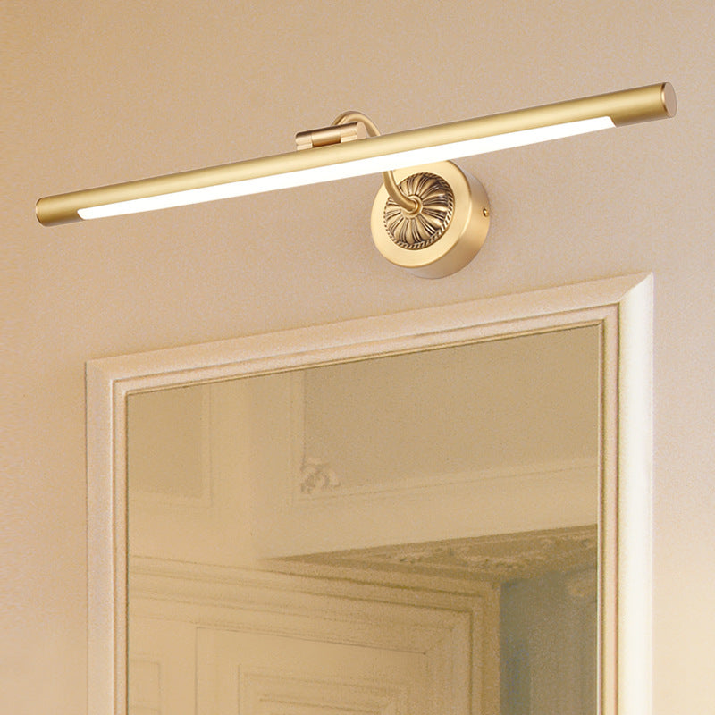 Lisslune | Metal LED Picture Light Traditional Tube Bathroom Mirror Wall Sconces with Swing Arm