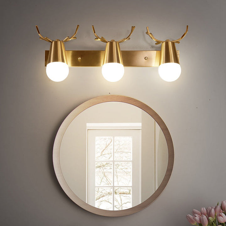 Lisslune | Antler Vanity Wall Light Postmodern Metal Brass Wall Lamp with Exposed Light Design