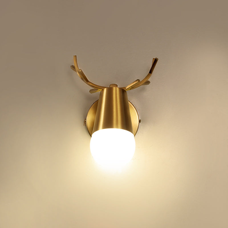 Lisslune | Antler Vanity Wall Light Postmodern Metal Brass Wall Lamp with Exposed Light Design