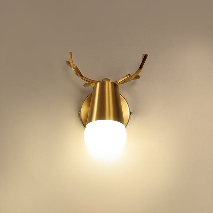 Lisslune | Antler Vanity Wall Light Postmodern Metal Brass Wall Lamp with Exposed Light Design
