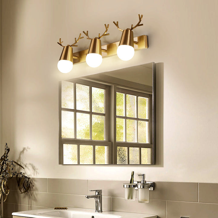 Lisslune | Antler Vanity Wall Light Postmodern Metal Brass Wall Lamp with Exposed Light Design