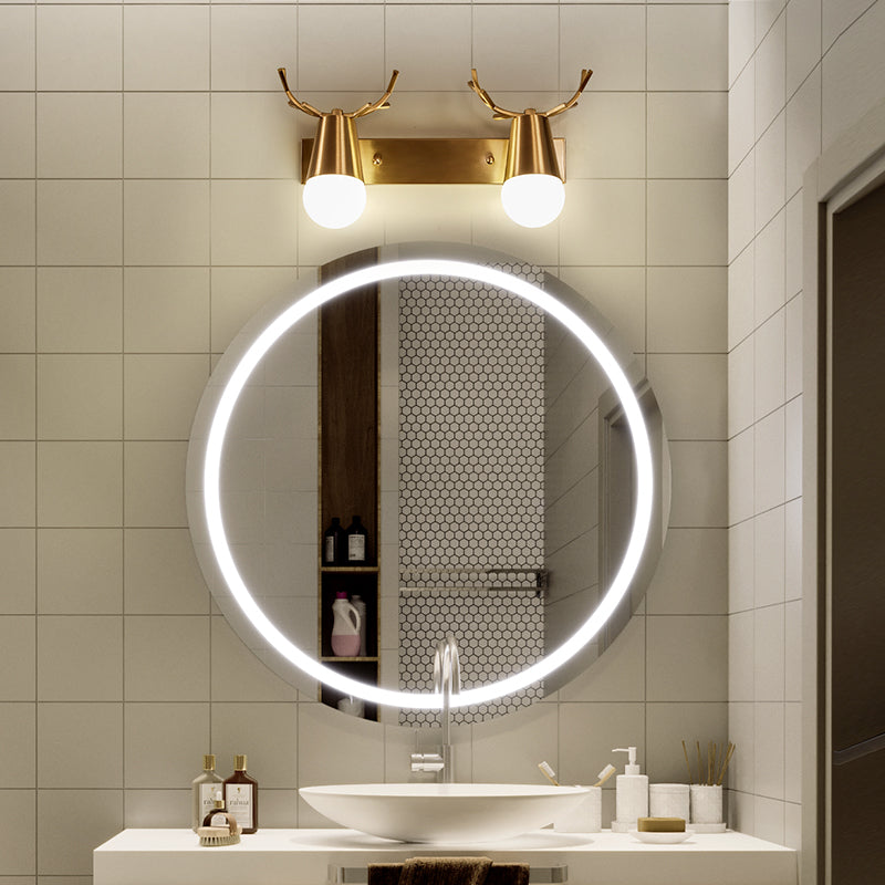 Lisslune | Antler Vanity Wall Light Postmodern Metal Brass Wall Lamp with Exposed Light Design