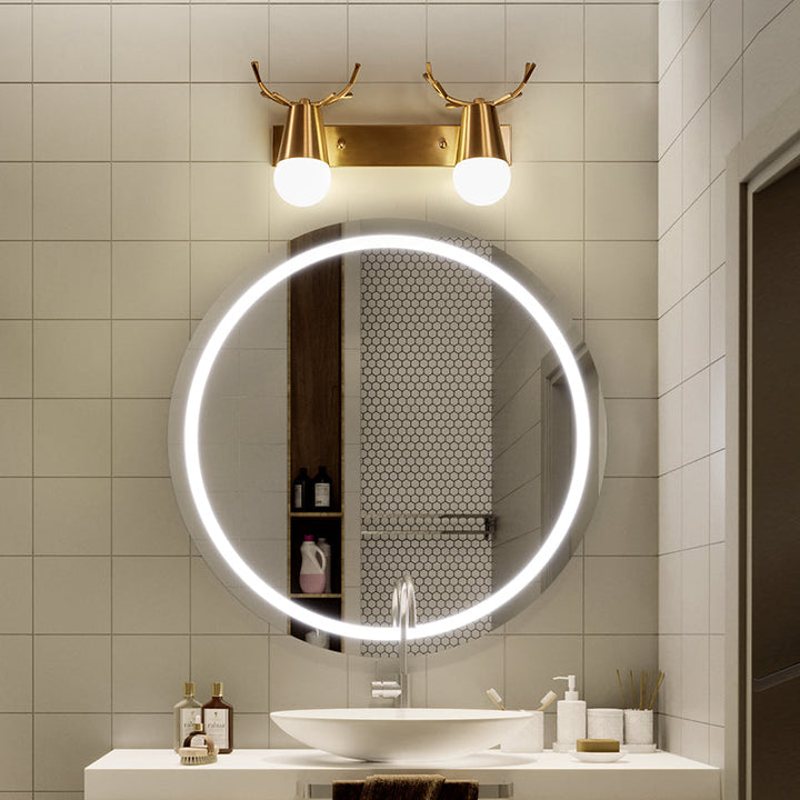 Lisslune | Antler Vanity Wall Light Postmodern Metal Brass Wall Lamp with Exposed Light Design