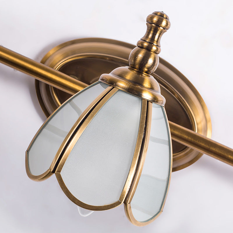 Lisslune | White Glass Wavy Wall Light Colonial Chic Bathroom Vanity Lighting Ideas in Bronze