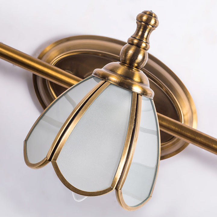 Lisslune | White Glass Wavy Wall Light Colonial Chic Bathroom Vanity Lighting Ideas in Bronze