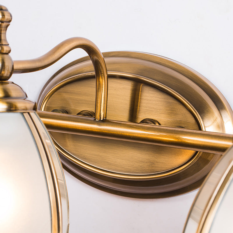 Lisslune | White Glass Wavy Wall Light Colonial Chic Bathroom Vanity Lighting Ideas in Bronze