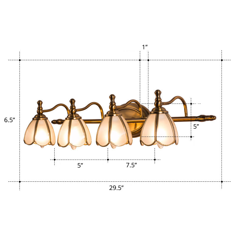 Lisslune | White Glass Wavy Wall Light Colonial Chic Bathroom Vanity Lighting Ideas in Bronze