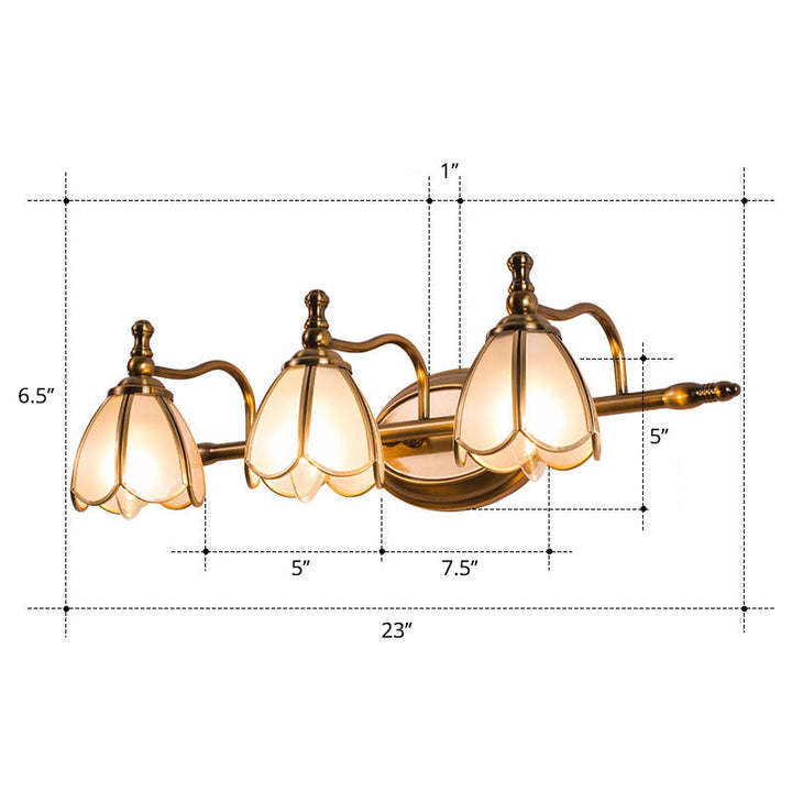 Lisslune | White Glass Wavy Wall Light Colonial Chic Bathroom Vanity Lighting Ideas in Bronze