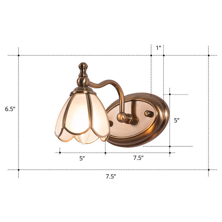 Lisslune | White Glass Wavy Wall Light Colonial Chic Bathroom Vanity Lighting Ideas in Bronze