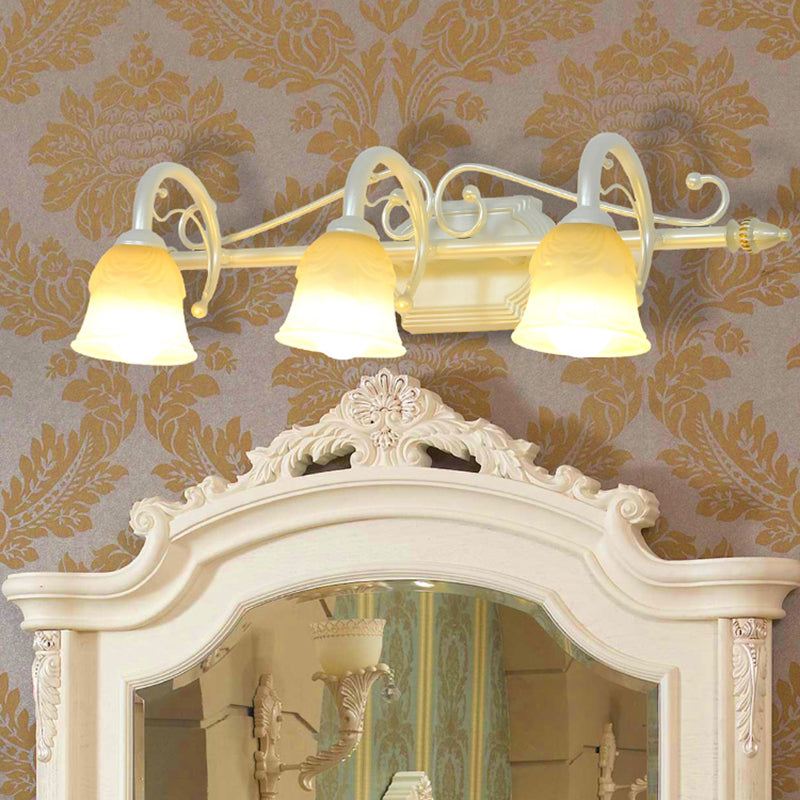 Lisslune | Beige Glass Vanity Mirror Light Rustic Carillon Shaped Bathroom Wall Mounted Fixture